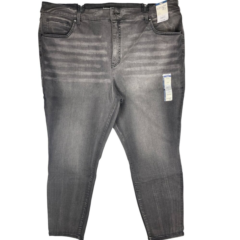 Terra & Sky Plus Size 24W Skinny High Rise Grey Jeans
